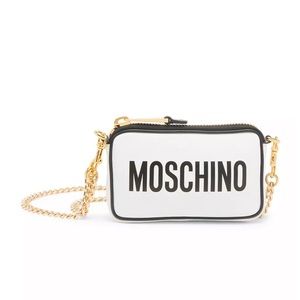 Moschino Quilted Logo Leather Clutch-On-Chain